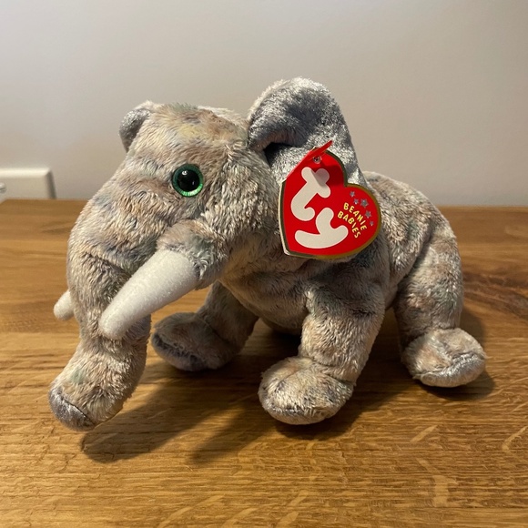 Ty Beanie Babies Pounds Elephant Multicoloured Gray 2002 – New Tag On VINTAGE - Picture 1 of 8